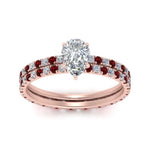 Load image into Gallery viewer, underhalo-eternity-pear-shaped-diamond-wedding-band-set-with-ruby-in-FD9168PEGRUDRANGLE3-NL-RG

