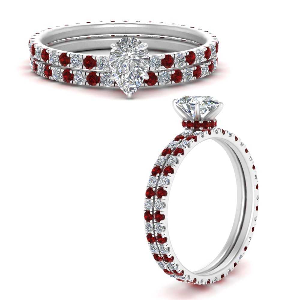 underhalo-eternity-pear-shaped-diamond-wedding-band-set-with-ruby-in-FD9168PEGRUDRANGLE3-NL-WG