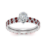 Load image into Gallery viewer, underhalo-eternity-pear-shaped-diamond-wedding-band-set-with-ruby-in-FD9168PEGRUDRANGLE3-NL-WG
