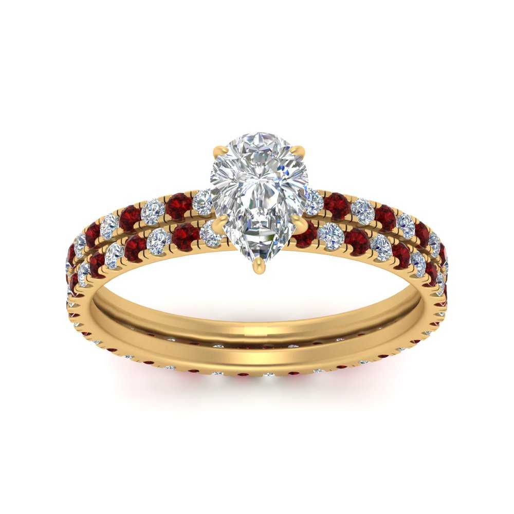 underhalo-eternity-pear-shaped-diamond-wedding-band-set-with-ruby-in-FD9168PEGRUDRANGLE3-NL-YG