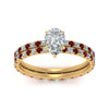 Load image into Gallery viewer, underhalo-eternity-pear-shaped-diamond-wedding-band-set-with-ruby-in-FD9168PEGRUDRANGLE3-NL-YG