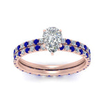 Load image into Gallery viewer, underhalo-eternity-pear-shaped-diamond-wedding-band-set-with-sapphire-in-FD9168PEGSABLANGLE3-NL-RG
