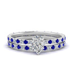 Load image into Gallery viewer, underhalo-eternity-pear-shaped-diamond-wedding-band-set-with-sapphire-in-FD9168PEGSABLANGLE3-NL-WG
