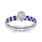 Load image into Gallery viewer, underhalo-eternity-pear-shaped-diamond-wedding-band-set-with-sapphire-in-FD9168PEGSABLANGLE3-NL-WG
