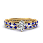 Load image into Gallery viewer, underhalo-eternity-pear-shaped-diamond-wedding-band-set-with-sapphire-in-FD9168PEGSABLANGLE3-NL-YG
