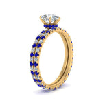 Load image into Gallery viewer, underhalo-eternity-pear-shaped-diamond-wedding-band-set-with-sapphire-in-FD9168PEGSABLANGLE3-NL-YG
