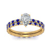 Load image into Gallery viewer, underhalo-eternity-pear-shaped-diamond-wedding-band-set-with-sapphire-in-FD9168PEGSABLANGLE3-NL-YG