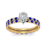 Load image into Gallery viewer, underhalo-eternity-pear-shaped-diamond-wedding-band-set-with-sapphire-in-FD9168PEGSABLANGLE3-NL-YG
