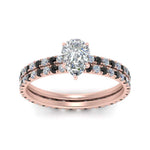 Load image into Gallery viewer, underhalo-eternity-pear-shaped-wedding-band-set-with-black-diamond-in-FD9168PEGBLACKANGLE3-NL-RG
