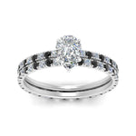 Load image into Gallery viewer, underhalo-eternity-pear-shaped-wedding-band-set-with-black-diamond-in-FD9168PEGBLACKANGLE3-NL-WG

