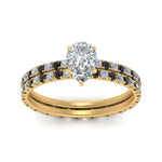 Load image into Gallery viewer, underhalo-eternity-pear-shaped-wedding-band-set-with-black-diamond-in-FD9168PEGBLACKANGLE3-NL-YG
