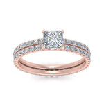 Load image into Gallery viewer, underhalo-eternity-princess-cut-diamond-wedding-band-set-in-FD9168PRANGLE3-NL-RG
