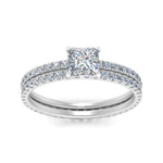 Load image into Gallery viewer, underhalo-eternity-princess-cut-diamond-wedding-band-set-in-FD9168PRANGLE3-NL-WG
