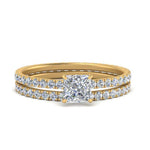 Load image into Gallery viewer, underhalo-eternity-princess-cut-diamond-wedding-band-set-in-FD9168PRANGLE3-NL-YG

