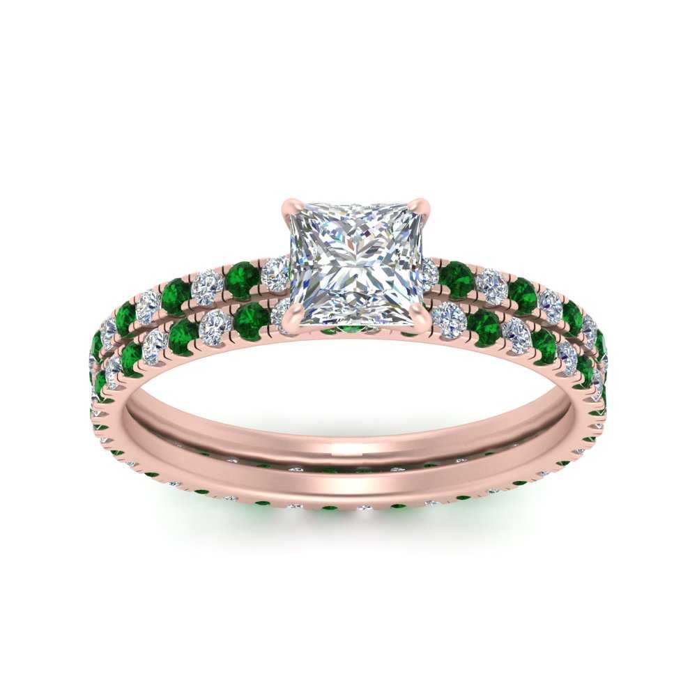 underhalo-eternity-princess-cut-diamond-wedding-band-set-with-emerald-in-FD9168PRGEMGRANGLE3-NL-RG
