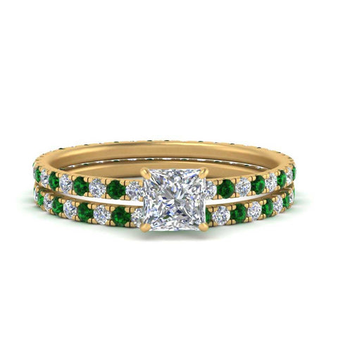 underhalo-eternity-princess-cut-diamond-wedding-band-set-with-emerald-in-FD9168PRGEMGRANGLE3-NL-YG