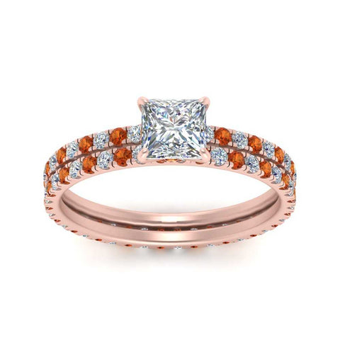 underhalo-eternity-princess-cut-diamond-wedding-band-set-with-orange-sapphire-in-FD9168PRGSAORANGLE3-NL-RG