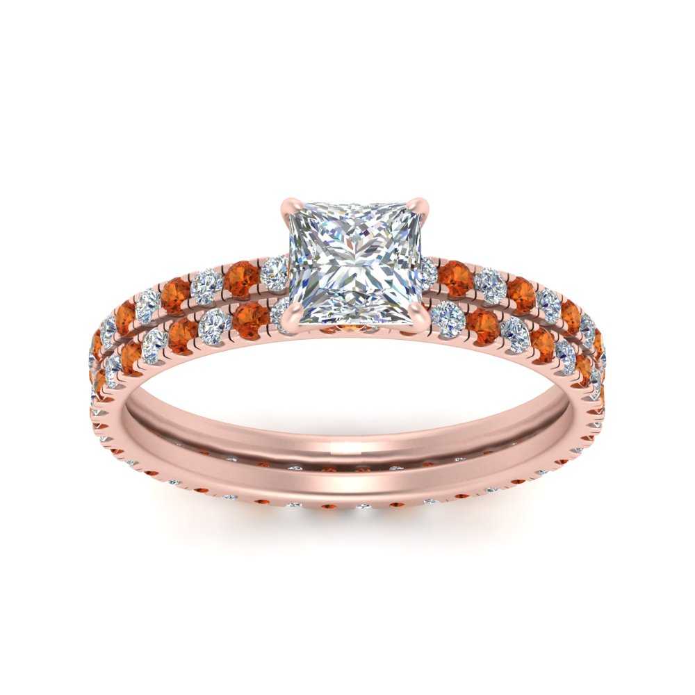 underhalo-eternity-princess-cut-diamond-wedding-band-set-with-orange-sapphire-in-FD9168PRGSAORANGLE3-NL-RG