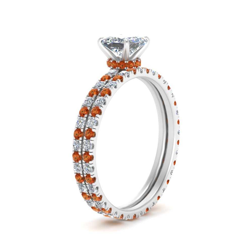 underhalo-eternity-princess-cut-diamond-wedding-band-set-with-orange-sapphire-in-FD9168PRGSAORANGLE3-NL-WG