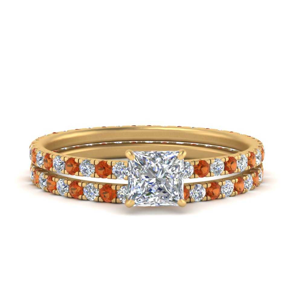 underhalo-eternity-princess-cut-diamond-wedding-band-set-with-orange-sapphire-in-FD9168PRGSAORANGLE3-NL-YG