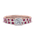 Load image into Gallery viewer, underhalo-eternity-princess-cut-diamond-wedding-band-set-with-pink-sapphire-in-FD9168PRGSADRPIANGLE3-NL-RG
