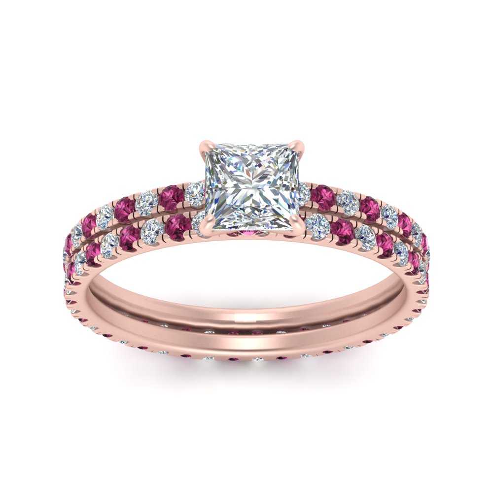 underhalo-eternity-princess-cut-diamond-wedding-band-set-with-pink-sapphire-in-FD9168PRGSADRPIANGLE3-NL-RG
