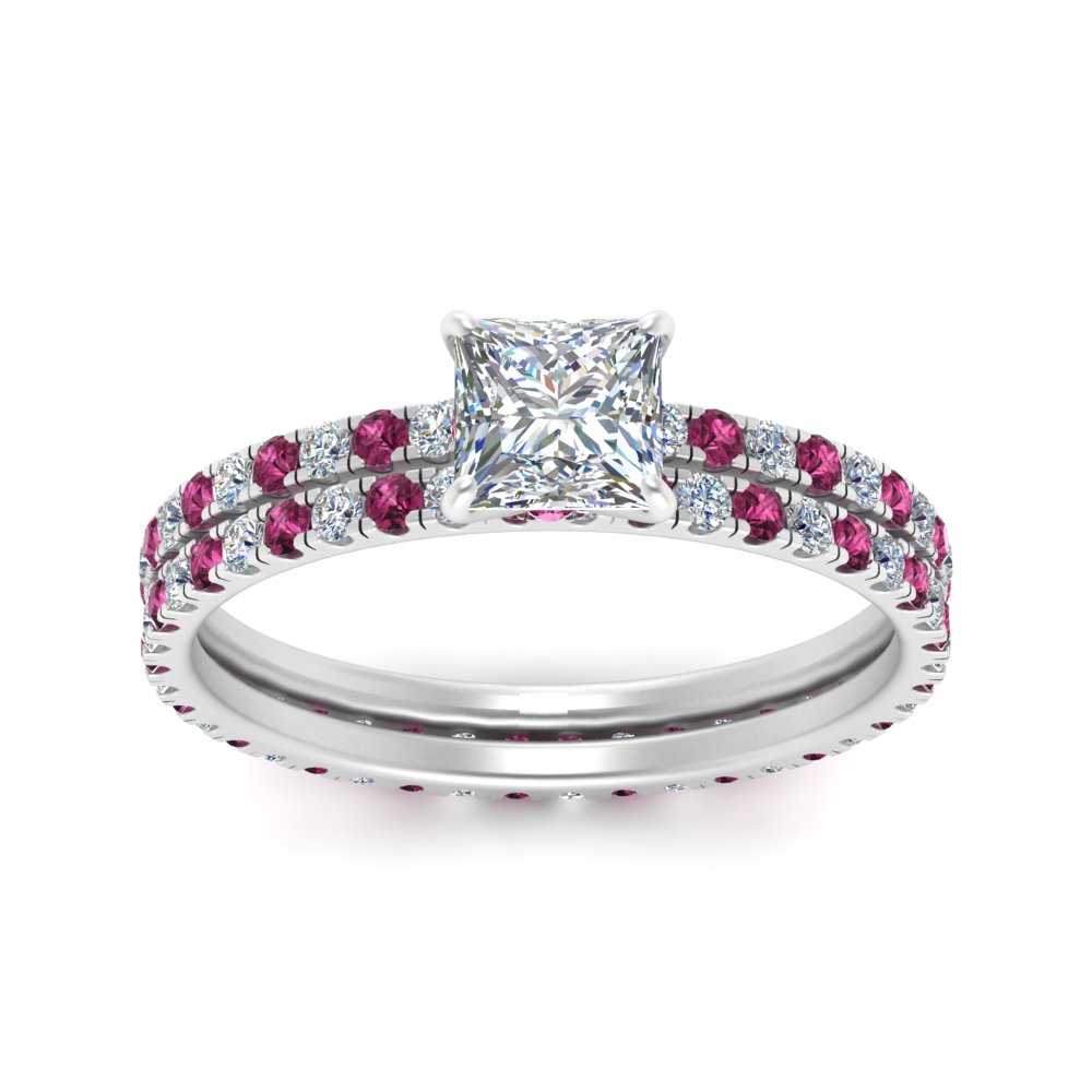 underhalo-eternity-princess-cut-diamond-wedding-band-set-with-pink-sapphire-in-FD9168PRGSADRPIANGLE3-NL-WG