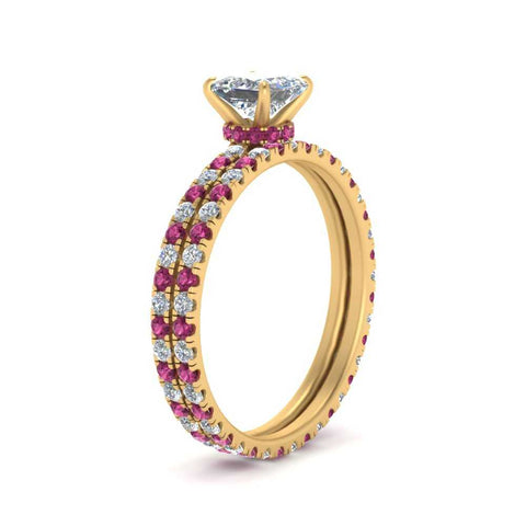 underhalo-eternity-princess-cut-diamond-wedding-band-set-with-pink-sapphire-in-FD9168PRGSADRPIANGLE3-NL-YG