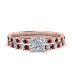 Load image into Gallery viewer, underhalo-eternity-princess-cut-diamond-wedding-band-set-with-ruby-in-FD9168PRGRUDRANGLE3-NL-RG
