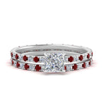 Load image into Gallery viewer, underhalo-eternity-princess-cut-diamond-wedding-band-set-with-ruby-in-FD9168PRGRUDRANGLE3-NL-WG