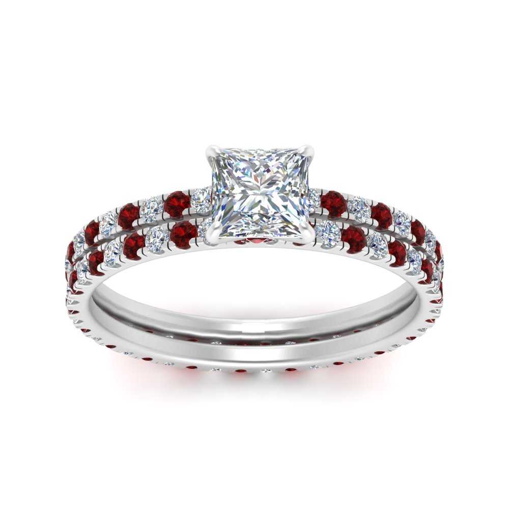 underhalo-eternity-princess-cut-diamond-wedding-band-set-with-ruby-in-FD9168PRGRUDRANGLE3-NL-WG
