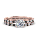 Load image into Gallery viewer, underhalo-eternity-princess-cut-wedding-band-set-with-black-diamond-in-FD9168PRGBLACKANGLE3-NL-RG