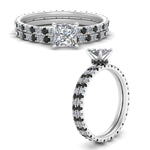 Load image into Gallery viewer, underhalo-eternity-princess-cut-wedding-band-set-with-black-diamond-in-FD9168PRGBLACKANGLE3-NL-WG
