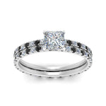 Load image into Gallery viewer, underhalo-eternity-princess-cut-wedding-band-set-with-black-diamond-in-FD9168PRGBLACKANGLE3-NL-WG
