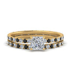 Load image into Gallery viewer, underhalo-eternity-princess-cut-wedding-band-set-with-black-diamond-in-FD9168PRGBLACKANGLE3-NL-YG