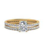 Load image into Gallery viewer, underhalo-eternity-radiant-cut-diamond-wedding-band-set-in-FD9168RAANGLE3-NL-YG
