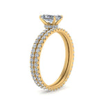 Load image into Gallery viewer, underhalo-eternity-radiant-cut-diamond-wedding-band-set-in-FD9168RAANGLE3-NL-YG
