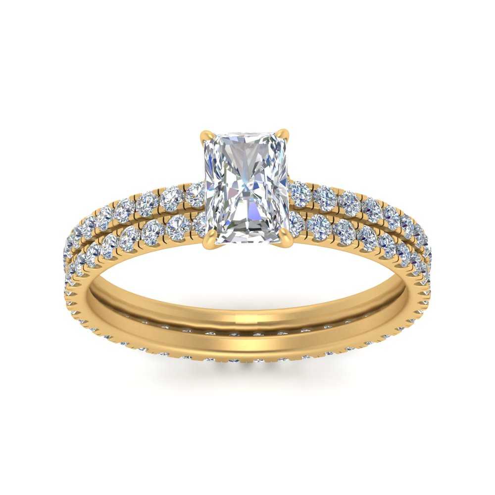 underhalo-eternity-radiant-cut-diamond-wedding-band-set-in-FD9168RAANGLE3-NL-YG