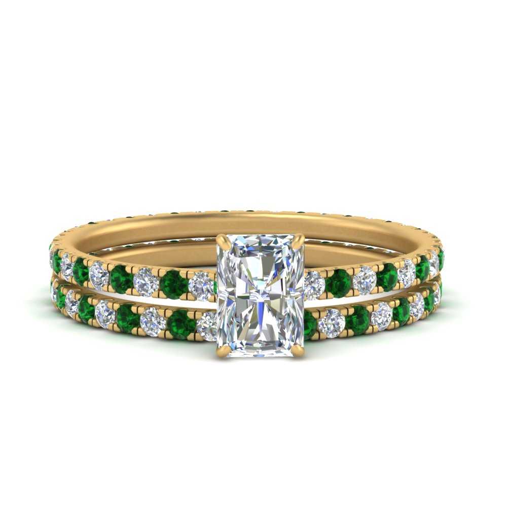 underhalo-eternity-radiant-cut-diamond-wedding-band-set-with-emerald-in-FD9168RAGEMGRANGLE3-NL-YG