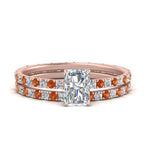 Load image into Gallery viewer, underhalo-eternity-radiant-cut-diamond-wedding-band-set-with-orange-sapphire-in-FD9168RAGSAORANGLE3-NL-RG

