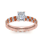 Load image into Gallery viewer, underhalo-eternity-radiant-cut-diamond-wedding-band-set-with-orange-sapphire-in-FD9168RAGSAORANGLE3-NL-RG
