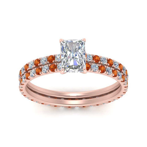 underhalo-eternity-radiant-cut-diamond-wedding-band-set-with-orange-sapphire-in-FD9168RAGSAORANGLE3-NL-RG