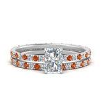 Load image into Gallery viewer, underhalo-eternity-radiant-cut-diamond-wedding-band-set-with-orange-sapphire-in-FD9168RAGSAORANGLE3-NL-WG
