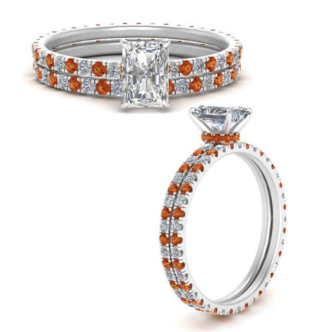 underhalo-eternity-radiant-cut-diamond-wedding-band-set-with-orange-sapphire-in-FD9168RAGSAORANGLE3-NL-WG