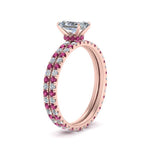 Load image into Gallery viewer, underhalo-eternity-radiant-cut-diamond-wedding-band-set-with-pink-sapphire-in-FD9168RAGSADRPIANGLE3-NL-RG
