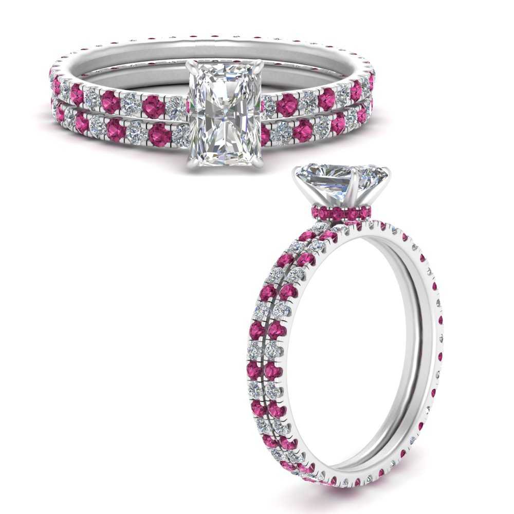 underhalo-eternity-radiant-cut-diamond-wedding-band-set-with-pink-sapphire-in-FD9168RAGSADRPIANGLE3-NL-WG