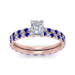 Load image into Gallery viewer, underhalo-eternity-radiant-cut-diamond-wedding-band-set-with-sapphire-in-FD9168RAGSABLANGLE3-NL-RG
