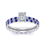 Load image into Gallery viewer, underhalo-eternity-radiant-cut-diamond-wedding-band-set-with-sapphire-in-FD9168RAGSABLANGLE3-NL-WG
