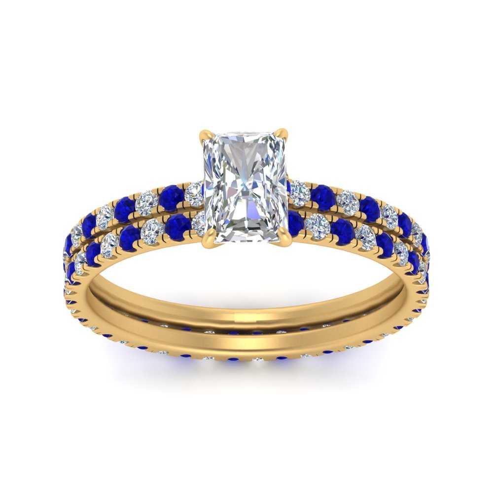 underhalo-eternity-radiant-cut-diamond-wedding-band-set-with-sapphire-in-FD9168RAGSABLANGLE3-NL-YG