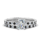 Load image into Gallery viewer, underhalo-eternity-radiant-cut-wedding-band-set-with-black-diamond-in-FD9168RAGBLACKANGLE3-NL-WG
